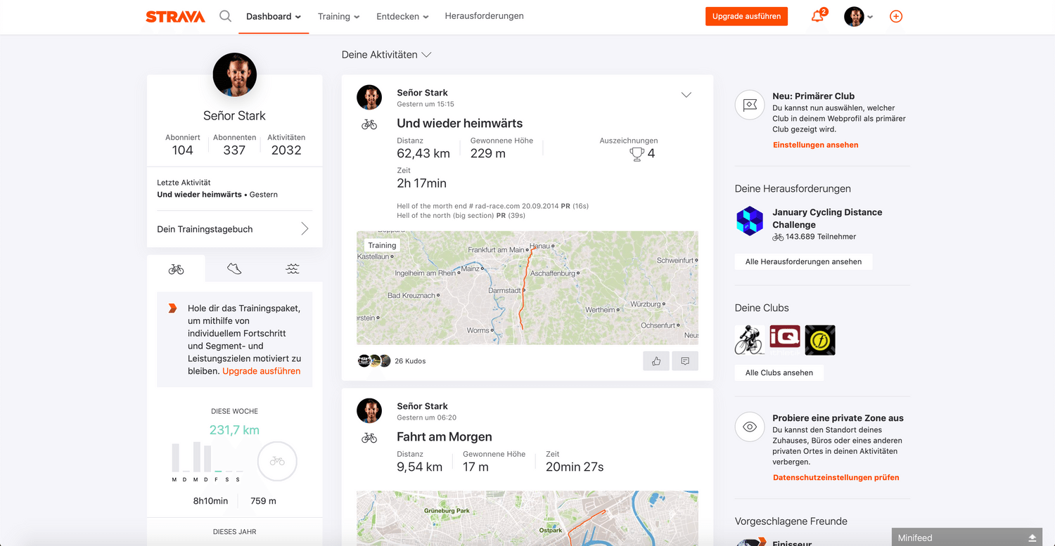 Das Strava Dashboard