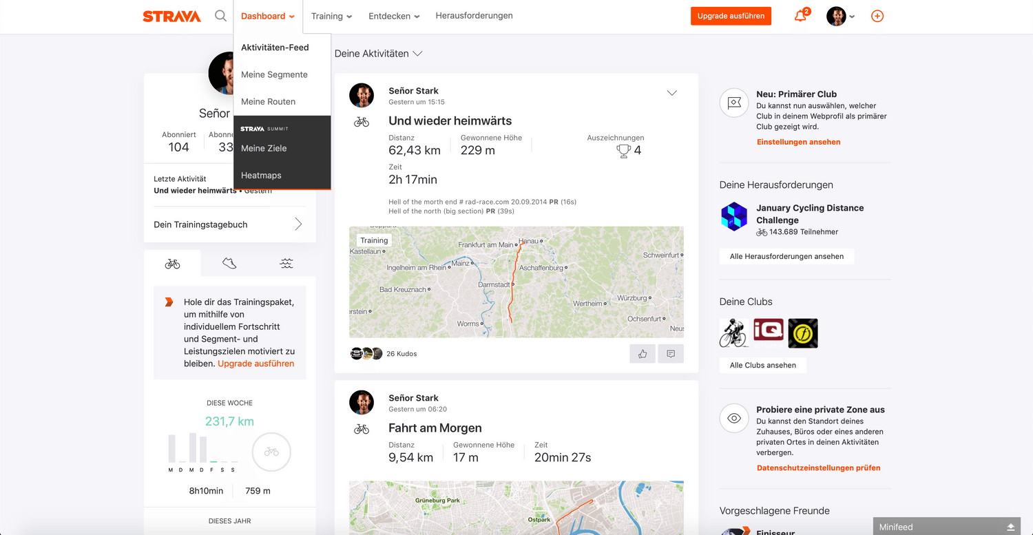 Die Zentrale -das Strava Dashboard