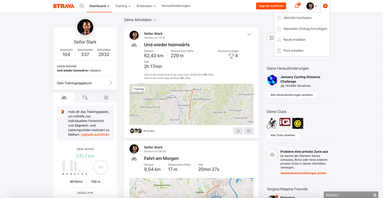 Strava Aktivität Hochladen