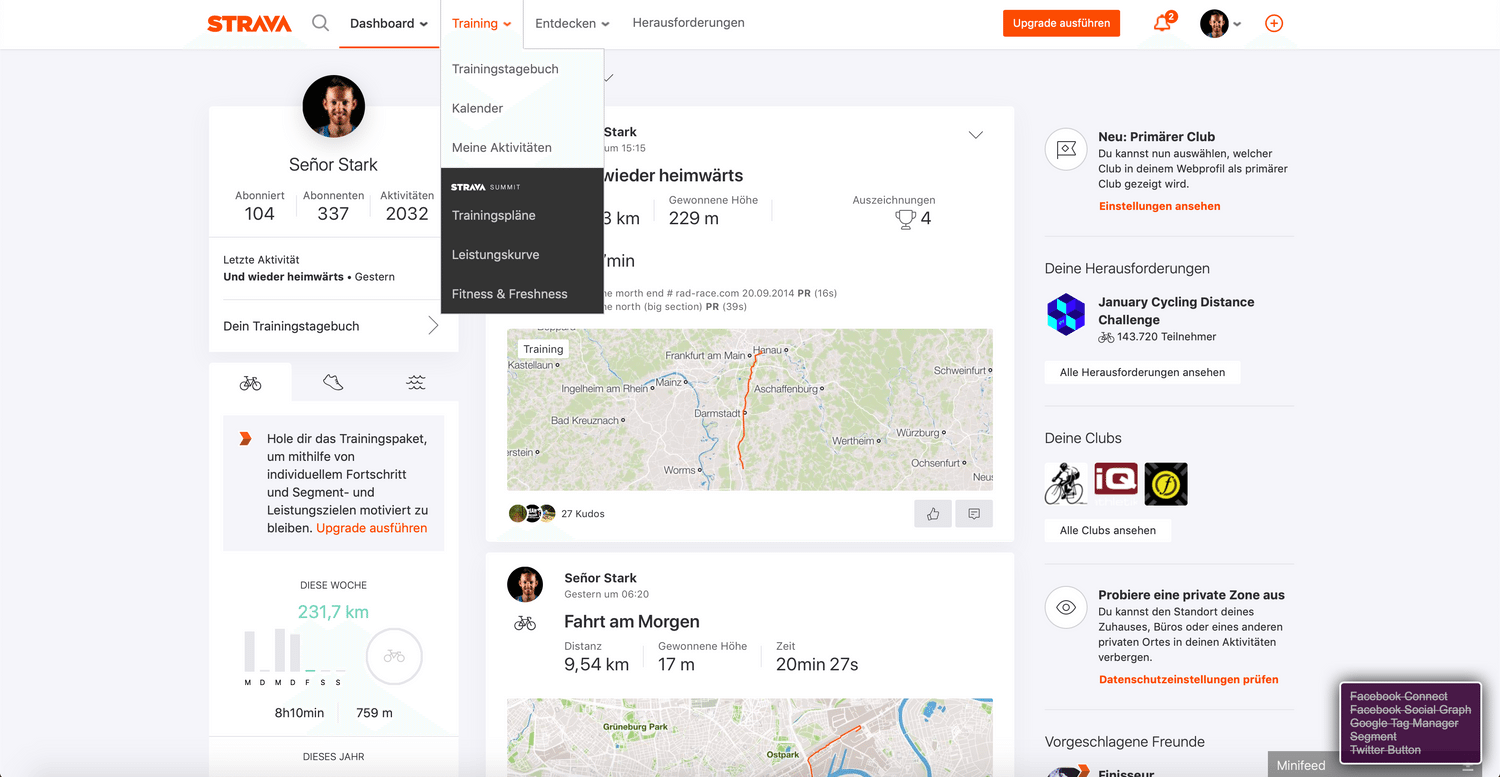 Strava bietet umfangreiche Trainingsanalysen