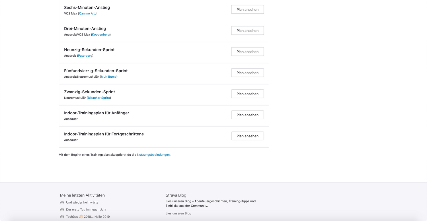 Strava Trainingspläne für verschiedene Ansprüche