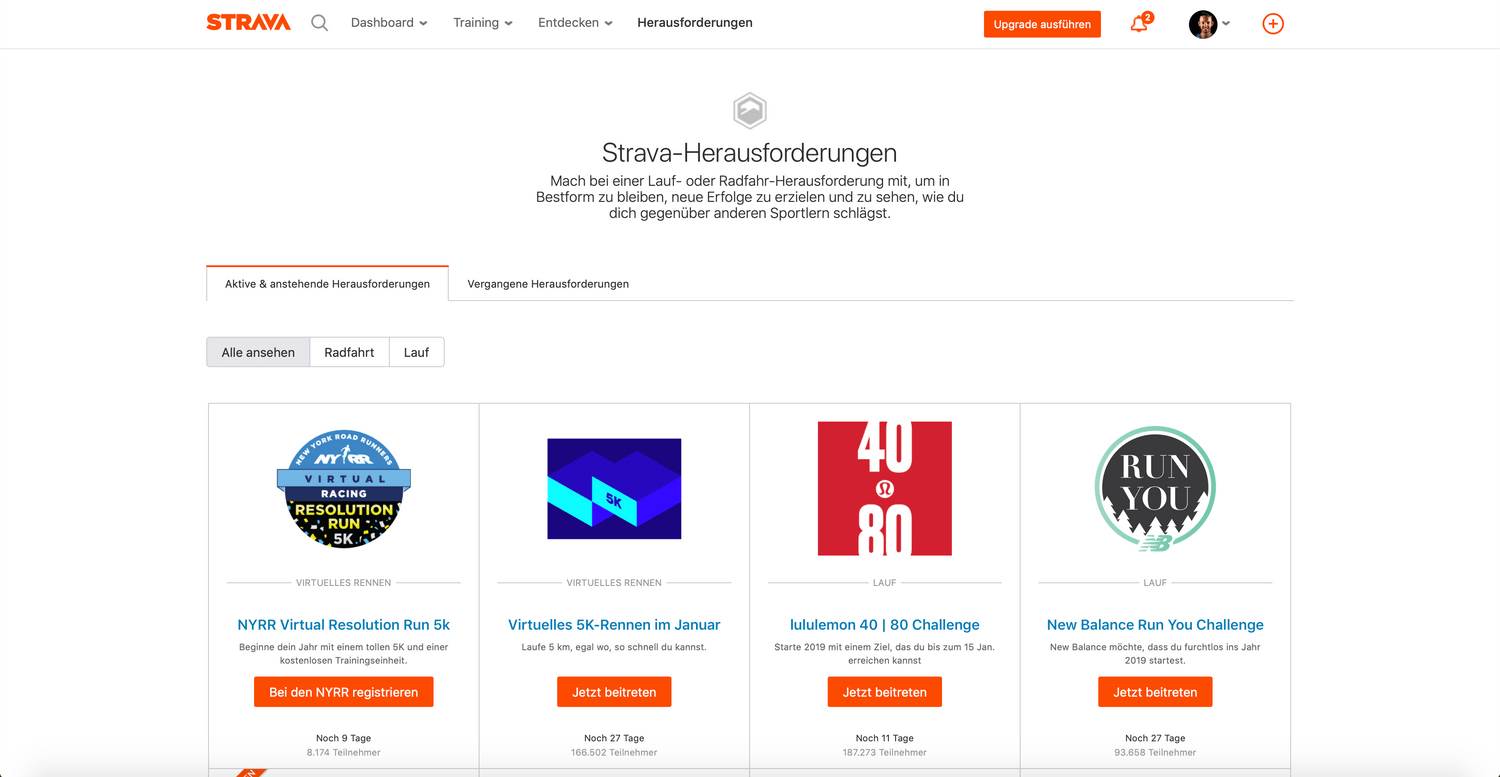Jeden Monat gibt es neue Strava Herausforderungen