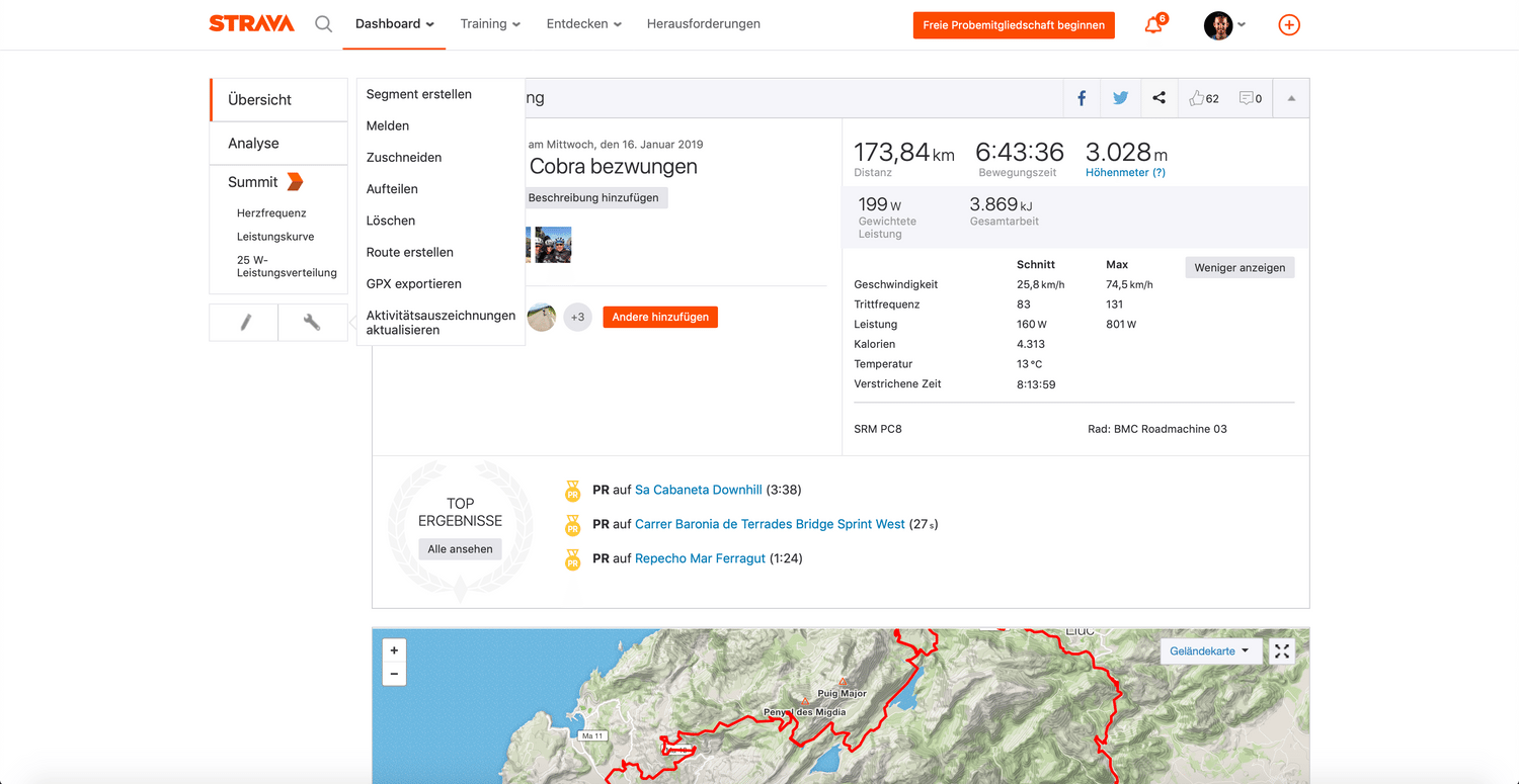 Segment erstellen in Strava