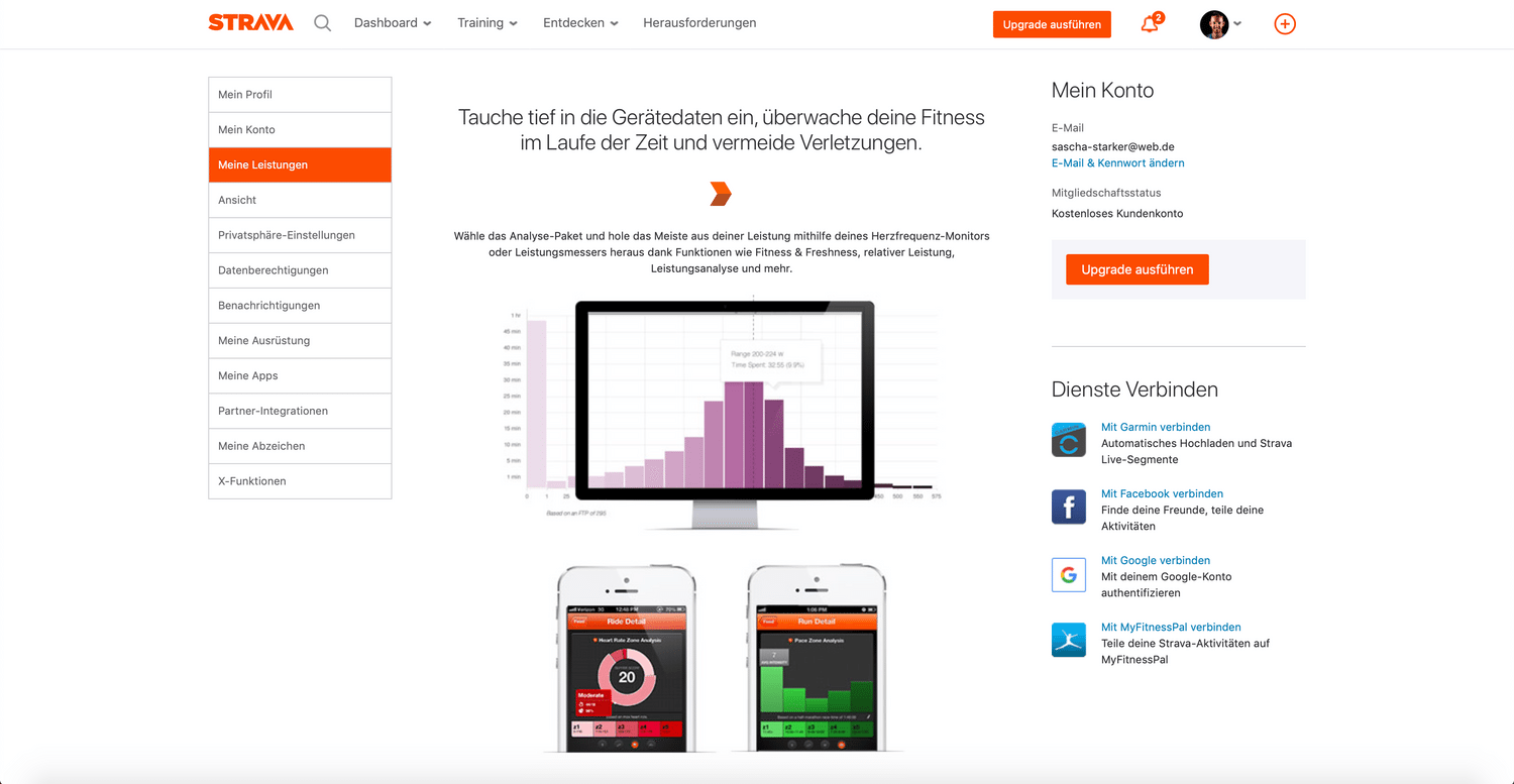 Strava Leistungszusammenfassung für Summit Kunden