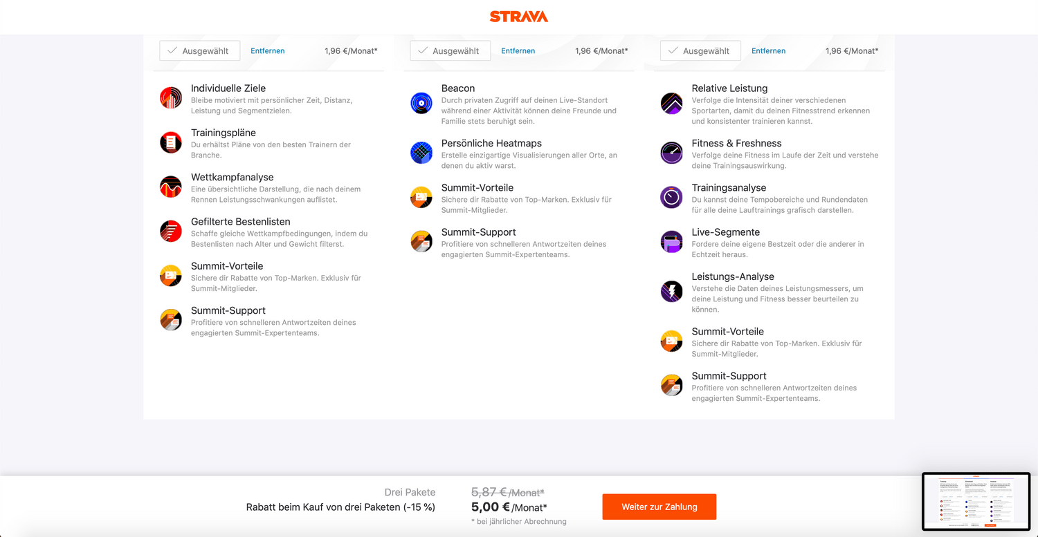 Strava Summit Paket Preise