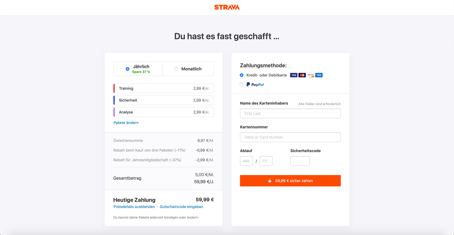 Strava Summit Pakete kaufen
