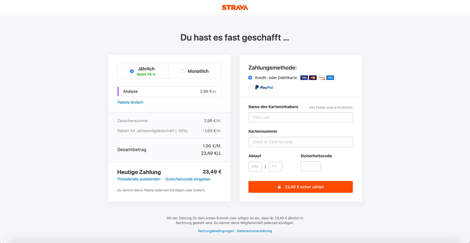 Strava Summit Bezahlen