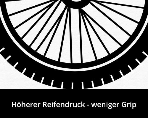 Höherer Reifendruck - weniger Grip Höherer Reifendruck - weniger Grip