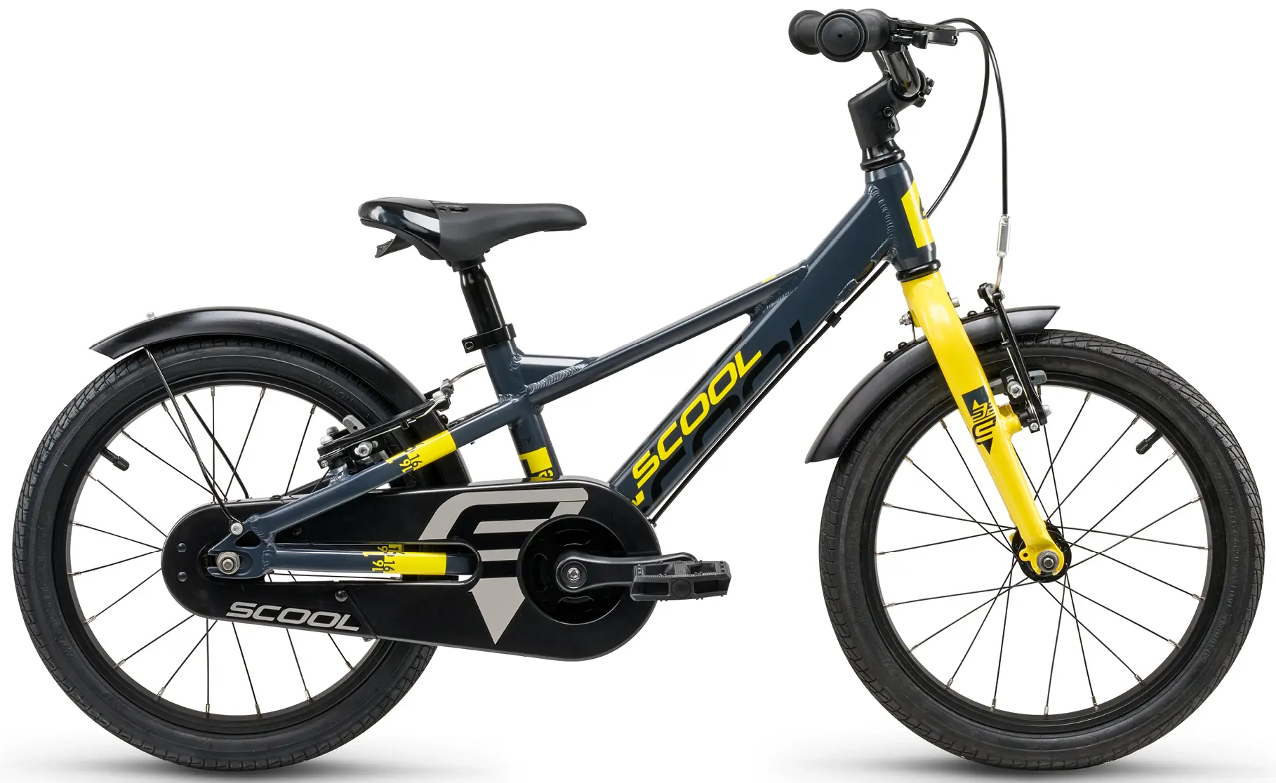 S'COOL XXlite EVO 16 Dark Grey/Yellow - 16 Zoll - Y-Rahmen (2025)