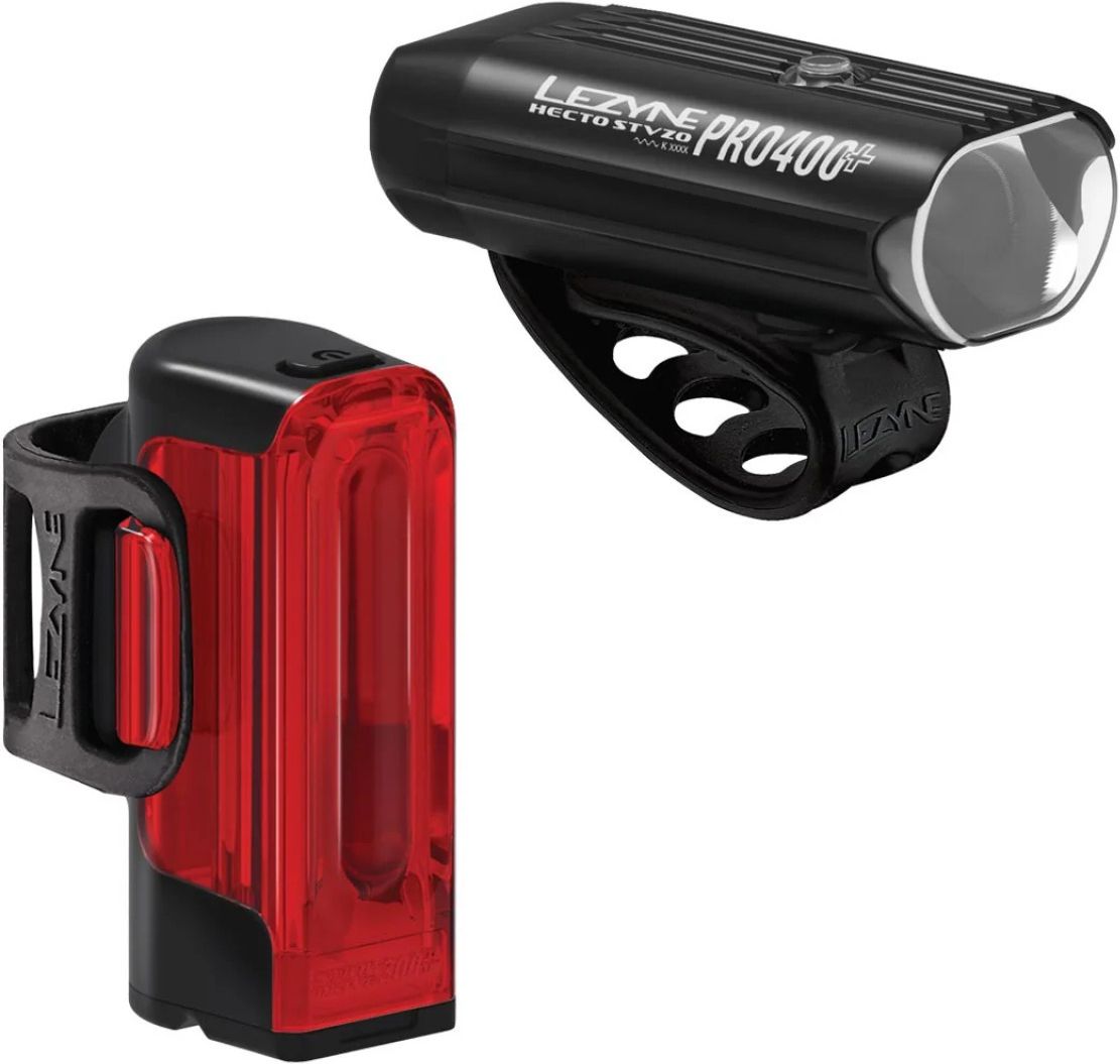 Lezyne Hecto Pro 400+ & Strip+ Akku Beleuchtungsset StVZO - schwarz - Größe 400 / 40 Lumen