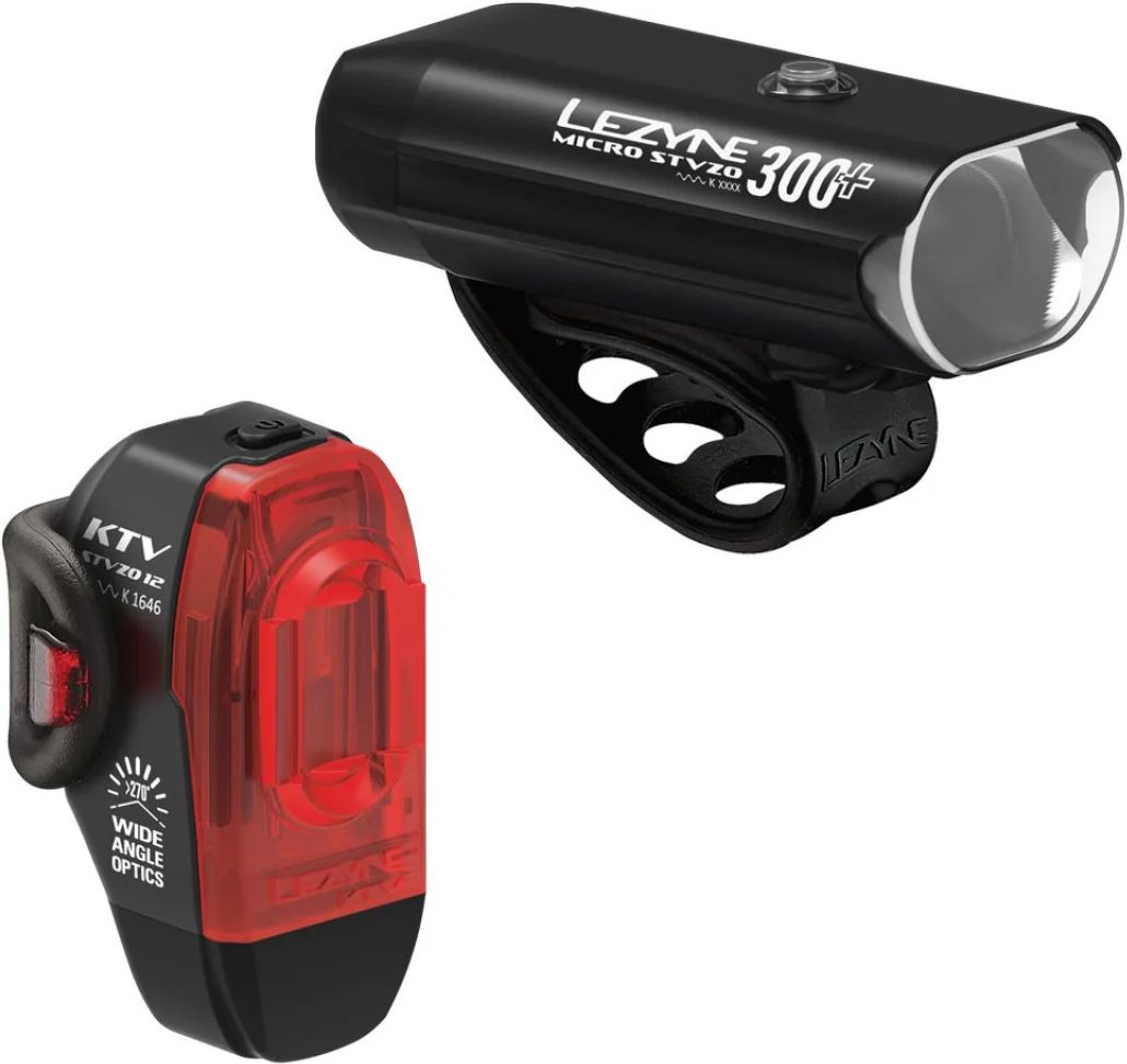 Lezyne Micro 300+ & KTV Drive Akku Beleuchtungsset StVZO - schwarz - Größe 300 / 11 Lumen