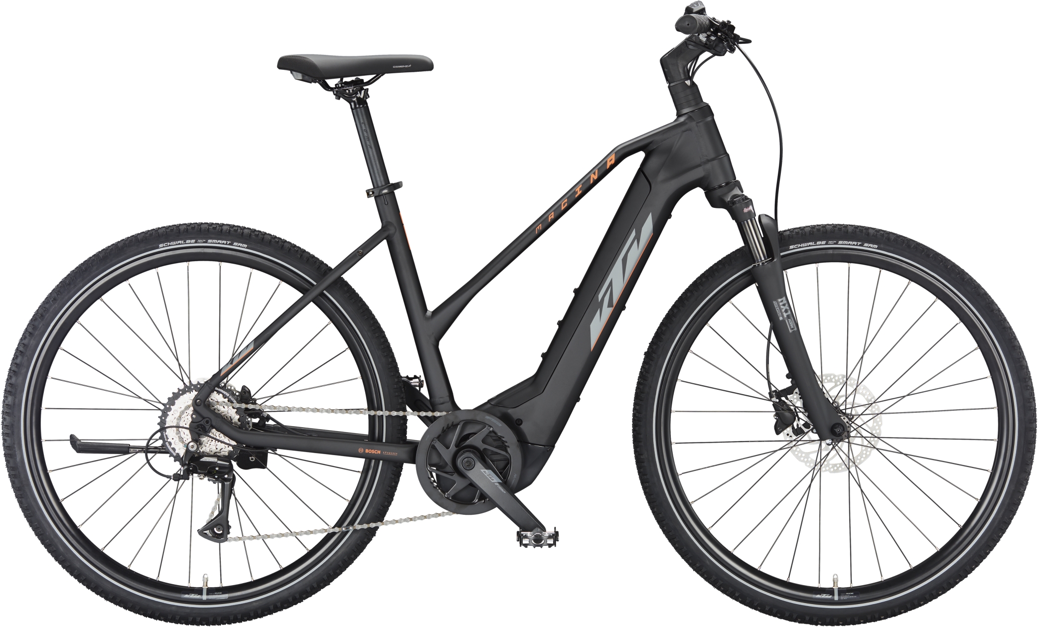 KTM Macina Cross 510 Black Matt (Grey+Orange) - 500 Wh - 28 Zoll - Trapez (2023)
