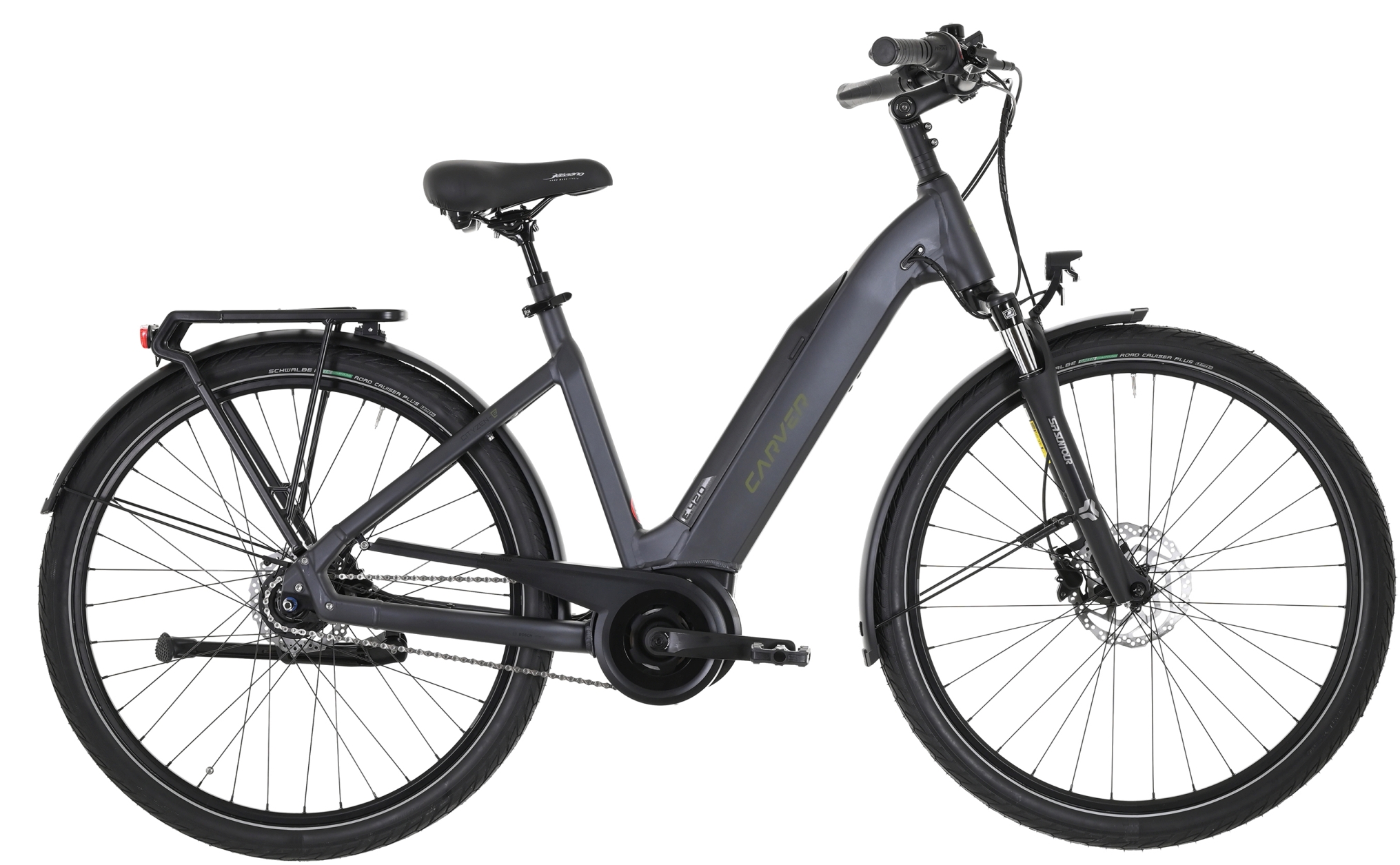 Carver Cityzen E.420 FL Deep Anthracite/Black/Dark Olive - 500 Wh - 28 Zoll - Tiefeinsteiger (2025)