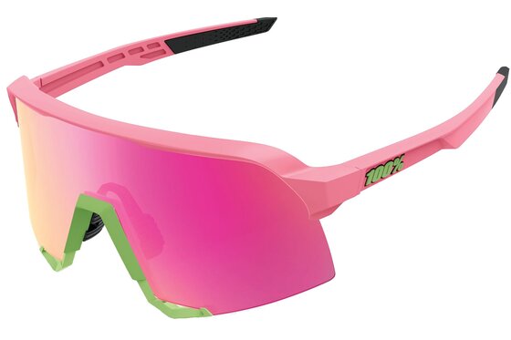 Fahrradbrillen - 100 Percent S3 matte washed out neon pink / Purple Multilayer Mirror Len