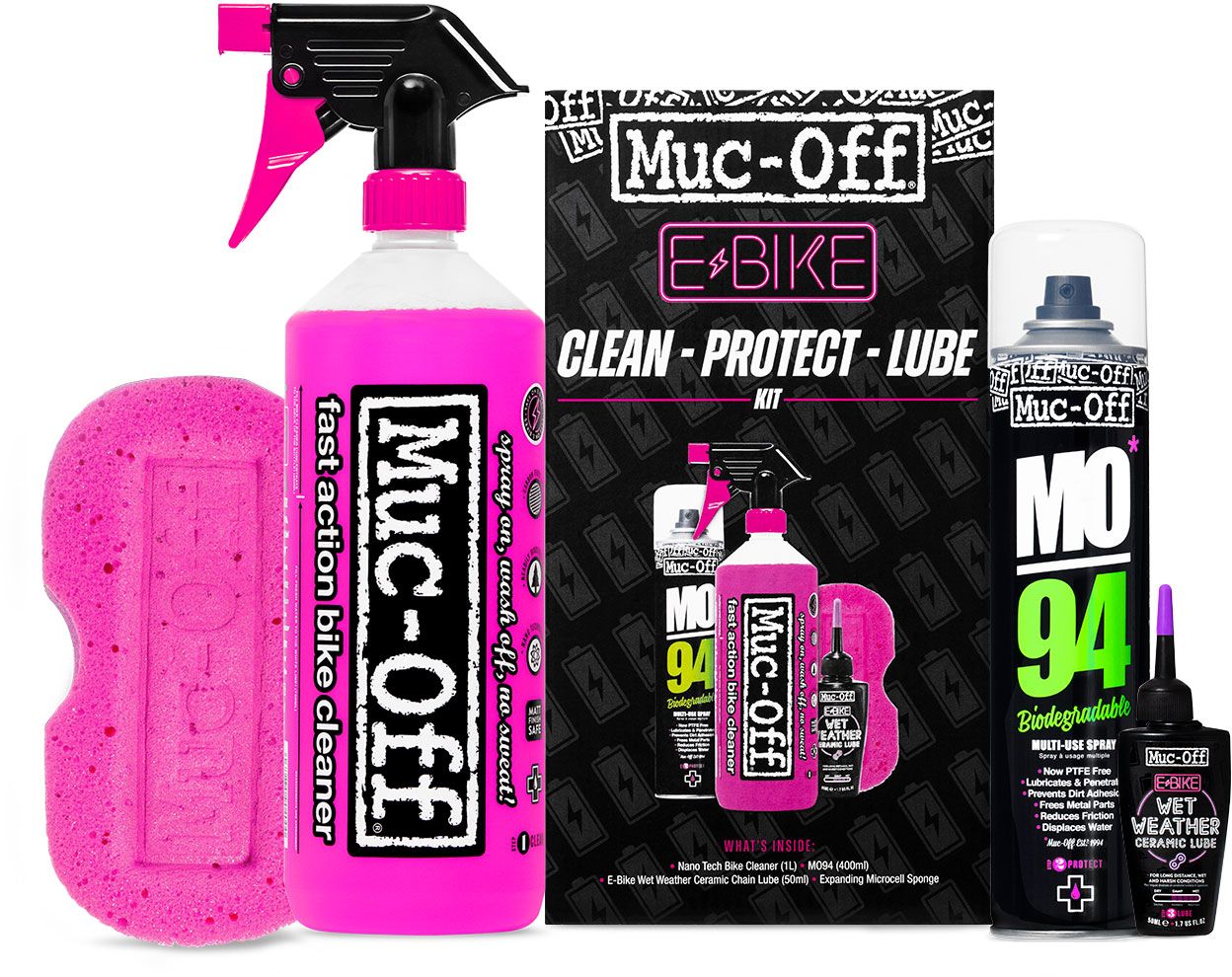 Muc-Off E-Bike Clean, Protect & Lube Kit - Wet Lube Version - black - Größe SET