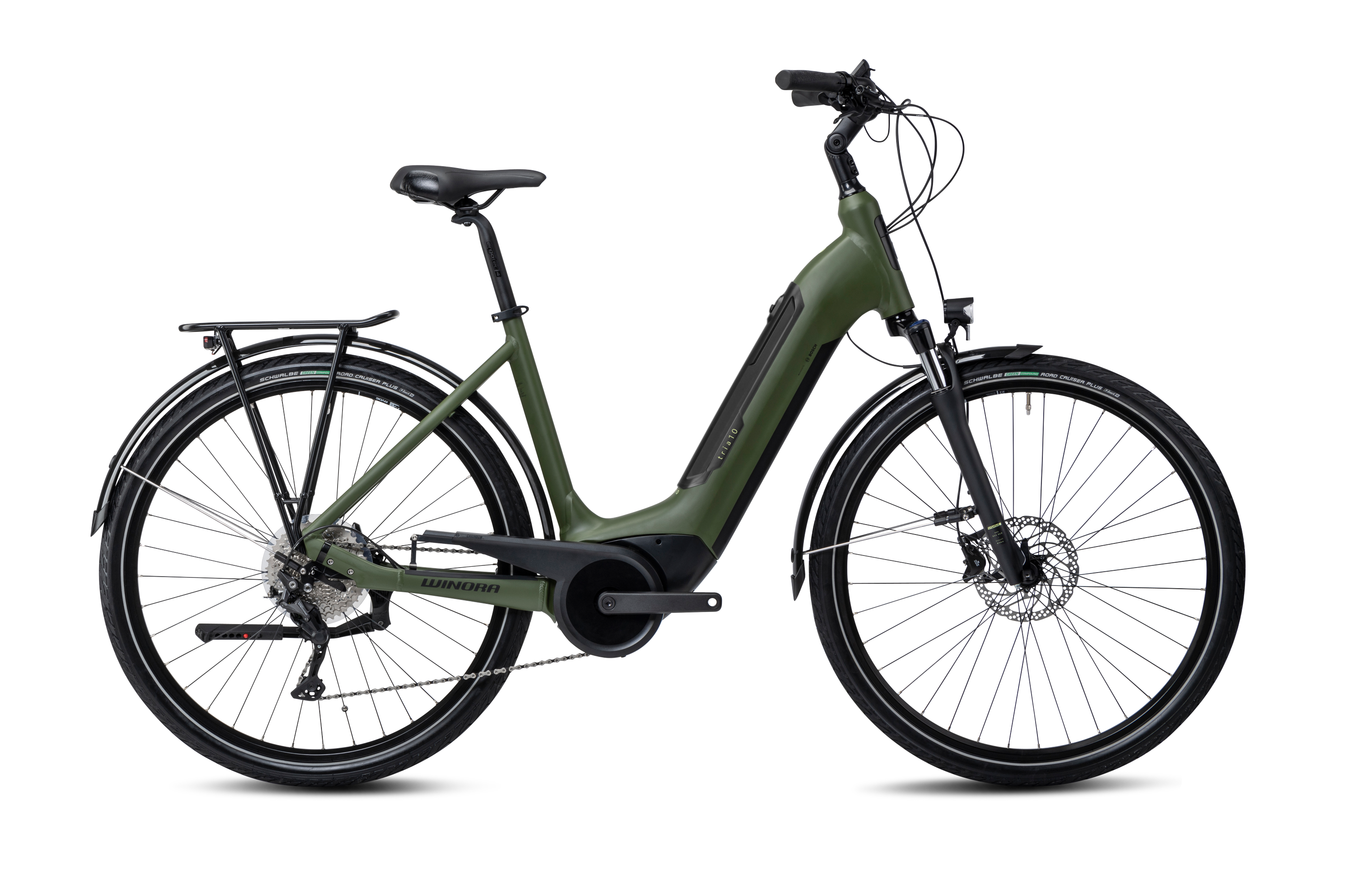 Winora Tria 10 Mossgreen matt - 500 Wh - 28 Zoll - Tiefeinsteiger (2025)