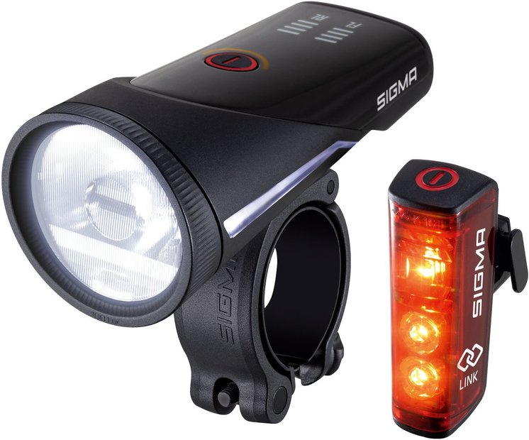 SIGMA Fahrradbeleuchtung Sigma Aura 100 USB / Blaze Link Beleuchtungsset, 100 Lux, Auto-