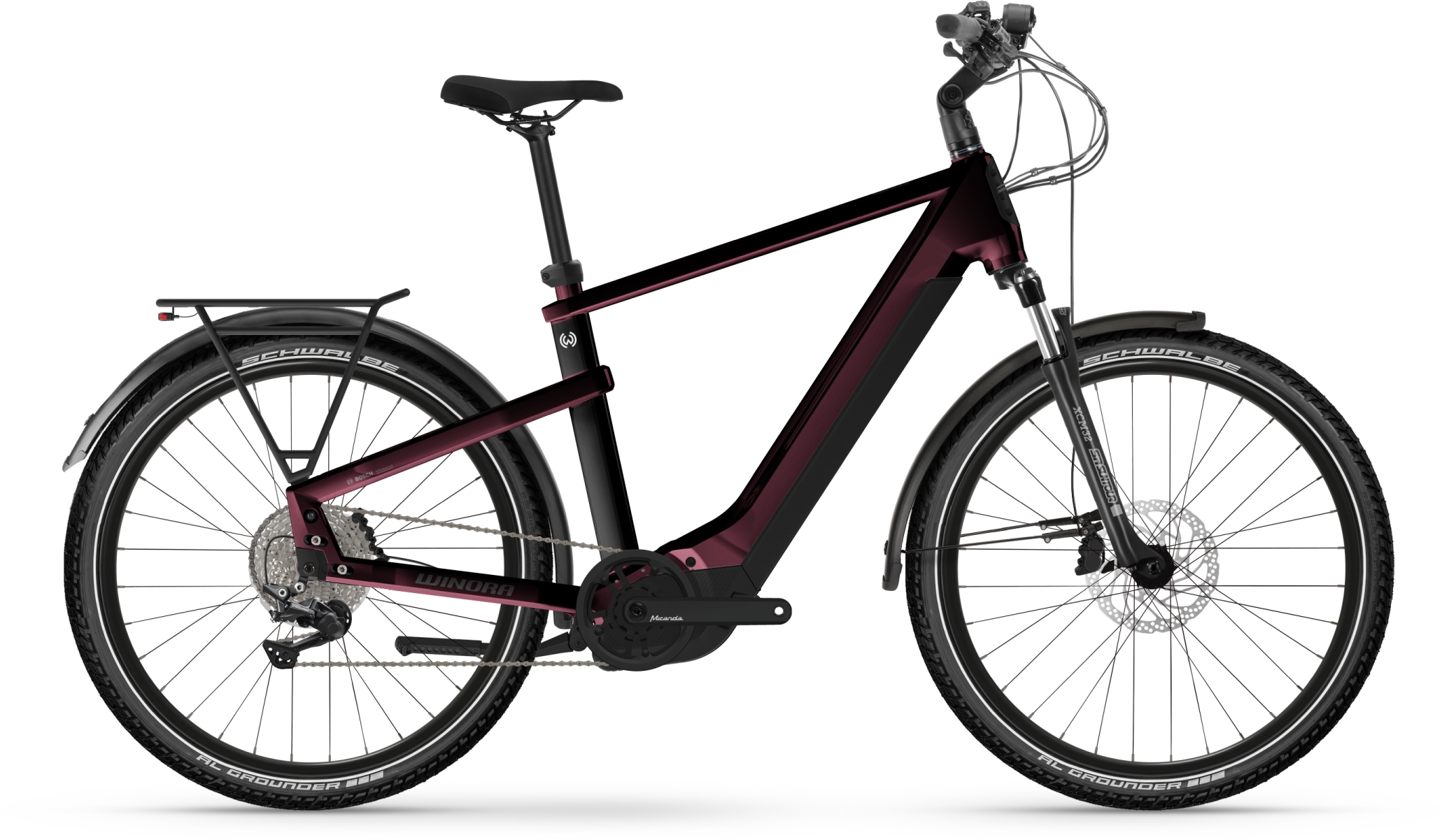 Winora Yakun X10E Dunkelrot - 625 Wh - 27,5 Zoll - Diamant (2024)