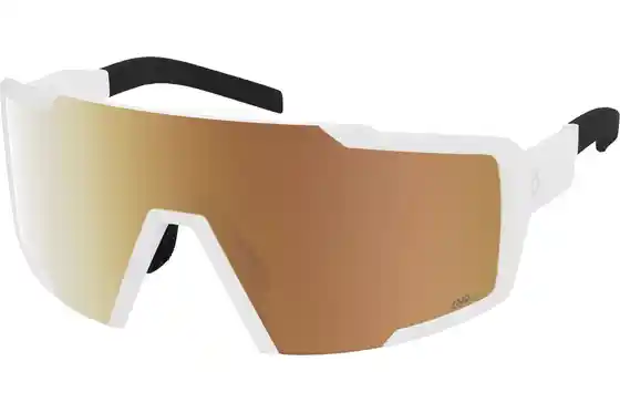 Sport-Sonnenbrillen - Scott Shield Compact Mattweiß - AMP LS Gold verspiegelt S1-3