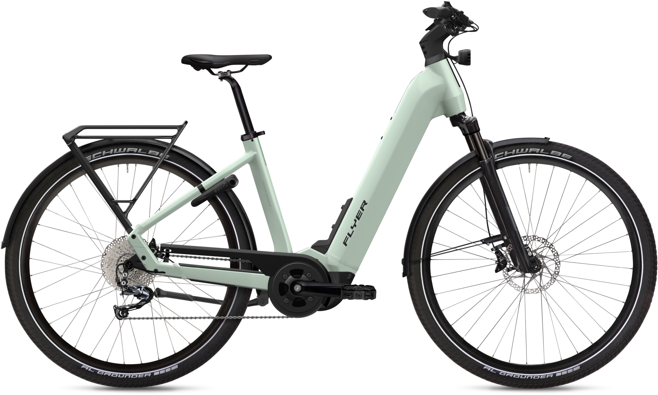 Flyer Upstreet 5.10 Frosty Sage Gloss - 630 Wh - 28 Zoll - Tiefeinsteiger (2025)