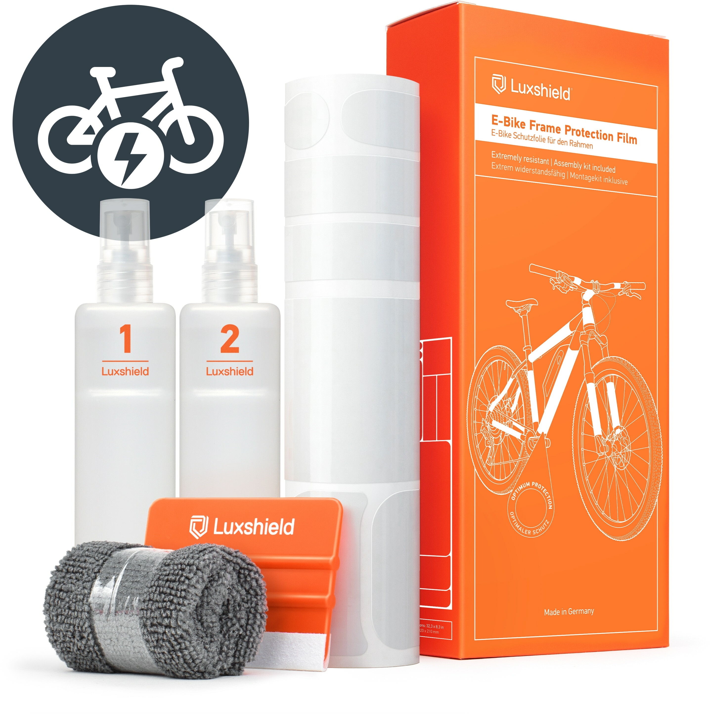 Luxshield Rahmenschutzfolie E-Bike Universal 20-Teilig - Transparent Glänzend - Größe One Size