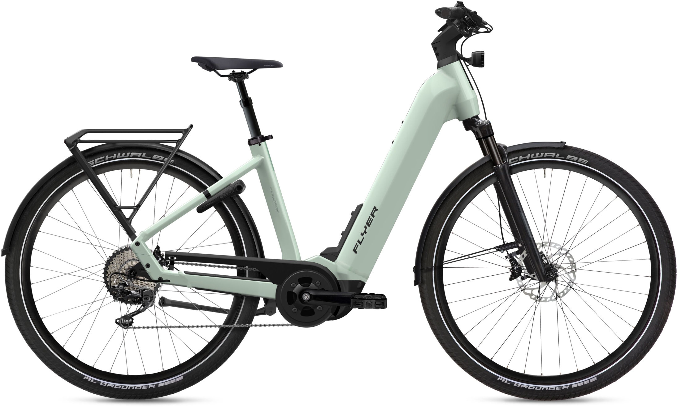 Flyer Upstreet 7.10 Frosty Sage Gloss - 630 Wh - 28 Zoll - Tiefeinsteiger (2025)