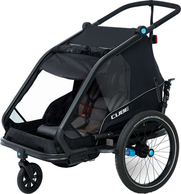 Cube Kinder Fahrradanhänger Double CMPT - B-Ware Schwarz Modell 2024