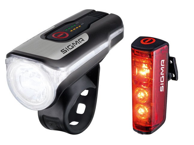 SIGMA Fahrradbeleuchtung Sigma Akku-Beleuchtungsset AURA 80 USB & BLAZE Sigma 80 Lux schwarz/r