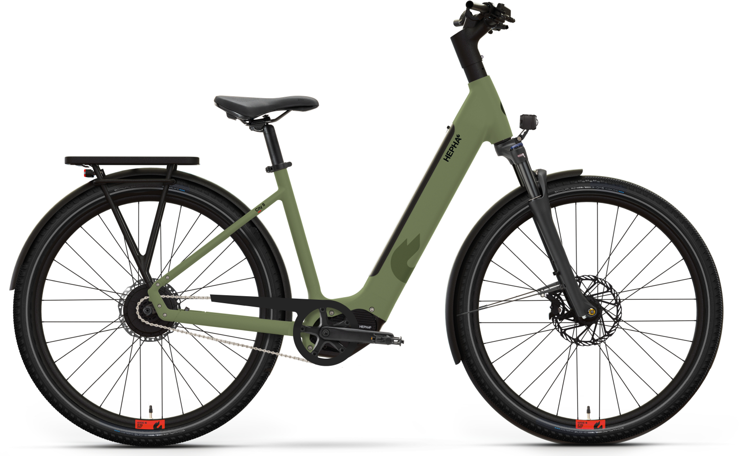 Hepha City 8 Long Range Dark Olive / matt - 600 Wh - 28 Zoll - Tiefeinsteiger (2026)
