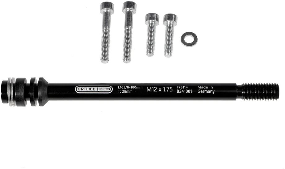 Ortlieb Thru Axle M6-Connector Steckachsen Adapter M12x1.0 Schwarz Modell 2025