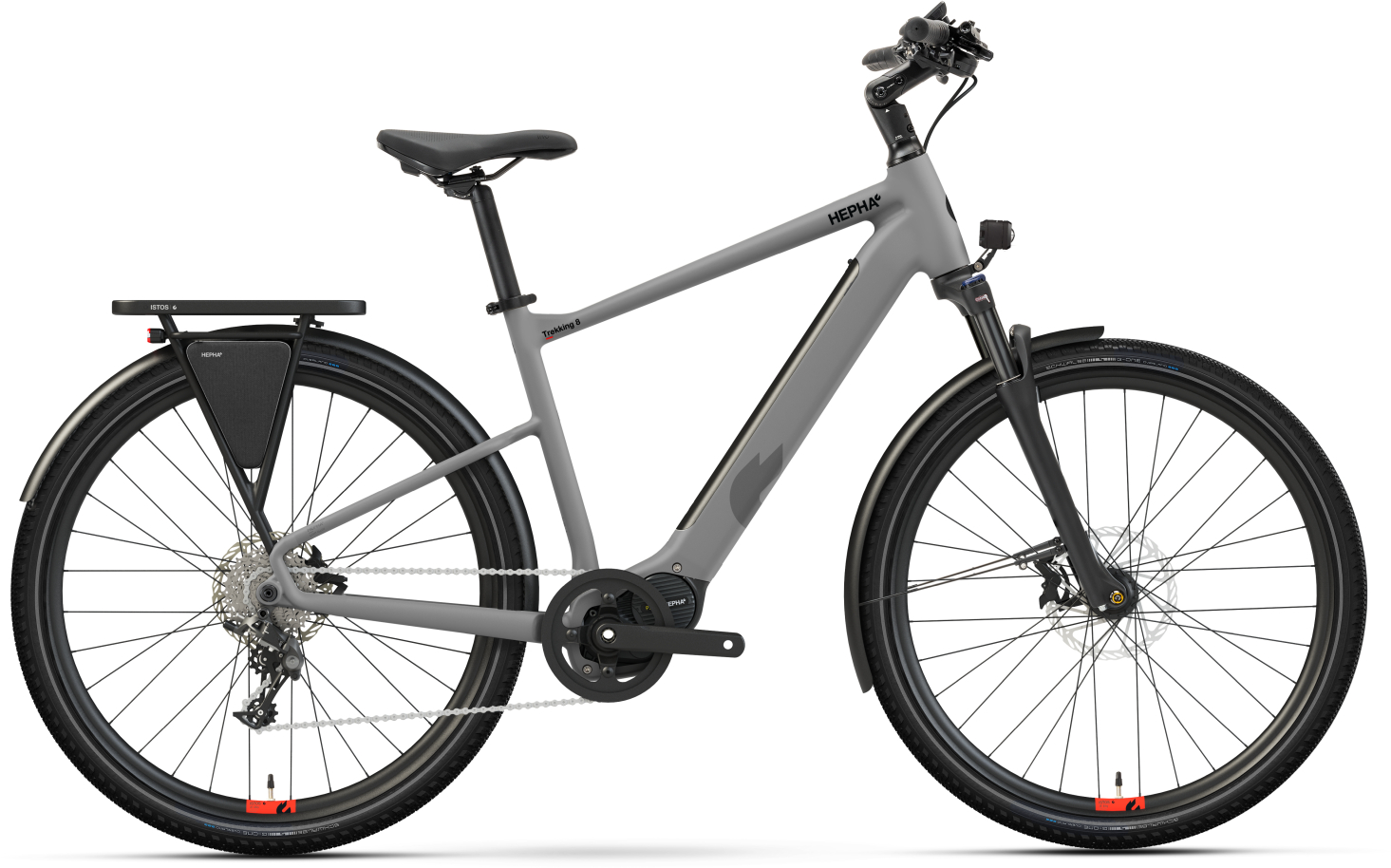 Hepha Trekking 8 Performance Grau - 600 Wh - 28 Zoll - Diamant (2026)