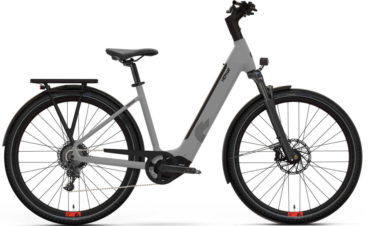 Hepha Trekking 8 Performance Grey / matt - 600 Wh - 28 Zoll - Tiefeinsteiger (2026)