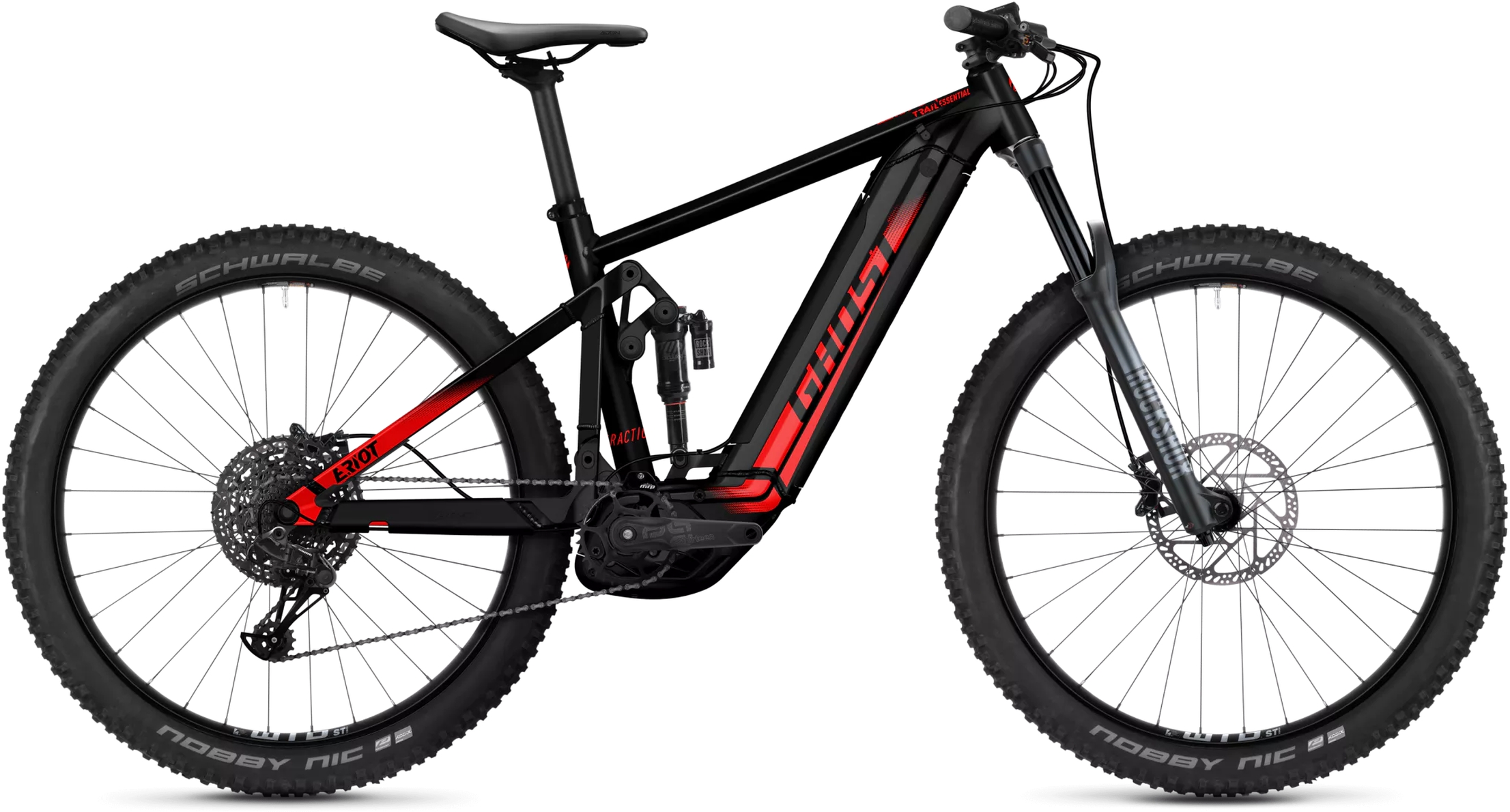 Ghost E-Riot Trail AL Essential black/red-matt - 625 Wh - 27,5 Zoll - Fully (2022)