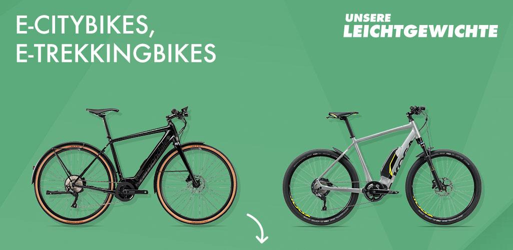 leichte Fahrraeder E-Citybike mobil Banner neu Pfeil