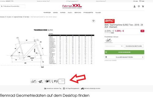 Rennrad Geometriedaten auf dem Desktop finden Rennrad Geometriedaten auf dem Desktop finden