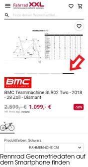 Rennrad Geometriedaten auf dem Smartphone finden Rennrad Geometriedaten auf dem Smartphone finden