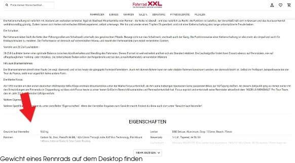 Gewicht eines Rennrads auf dem Desktop finden Gewicht eines Rennrads auf dem Desktop finden